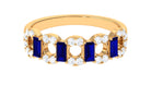 Blue Sapphire and Diamond Art Deco Half Eternity Ring Blue Sapphire - ( AAA ) - Quality - Rosec Jewels