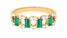 Art Deco Half Eternity Ring with Emerald and Diamond Emerald - ( AAA ) - Quality - Rosec Jewels