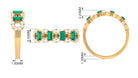 Art Deco Half Eternity Ring with Emerald and Diamond Emerald - ( AAA ) - Quality - Rosec Jewels