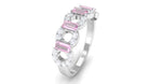 Real Pink Tourmaline Art Deco Half Eternity Ring with Diamond Pink Tourmaline - ( AAA ) - Quality - Rosec Jewels