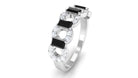 Art Deco Half Eternity Ring with Black Onyx and Diamond Black Onyx - ( AAA ) - Quality - Rosec Jewels