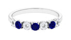 Blue Sapphire and Diamond Semi Eternity Ring Blue Sapphire - ( AAA ) - Quality - Rosec Jewels