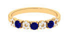 Blue Sapphire and Diamond Semi Eternity Ring Blue Sapphire - ( AAA ) - Quality - Rosec Jewels