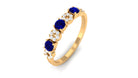 Blue Sapphire and Diamond Semi Eternity Ring Blue Sapphire - ( AAA ) - Quality - Rosec Jewels