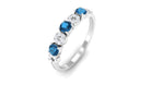 London Blue Topaz and Diamond Semi Eternity Ring London Blue Topaz - ( AAA ) - Quality - Rosec Jewels