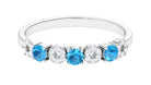 Semi Eternity Ring with Swiss Blue Topaz and Diamond Swiss Blue Topaz - ( AAA ) - Quality - Rosec Jewels