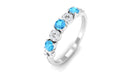 Semi Eternity Ring with Swiss Blue Topaz and Diamond Swiss Blue Topaz - ( AAA ) - Quality - Rosec Jewels