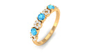 Semi Eternity Ring with Swiss Blue Topaz and Diamond Swiss Blue Topaz - ( AAA ) - Quality - Rosec Jewels