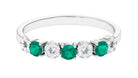 Real Emerald Half Eternity Ring with Diamond Emerald - ( AAA ) - Quality - Rosec Jewels