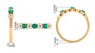 Real Emerald Half Eternity Ring with Diamond Emerald - ( AAA ) - Quality - Rosec Jewels