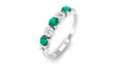 Real Emerald Half Eternity Ring with Diamond Emerald - ( AAA ) - Quality - Rosec Jewels