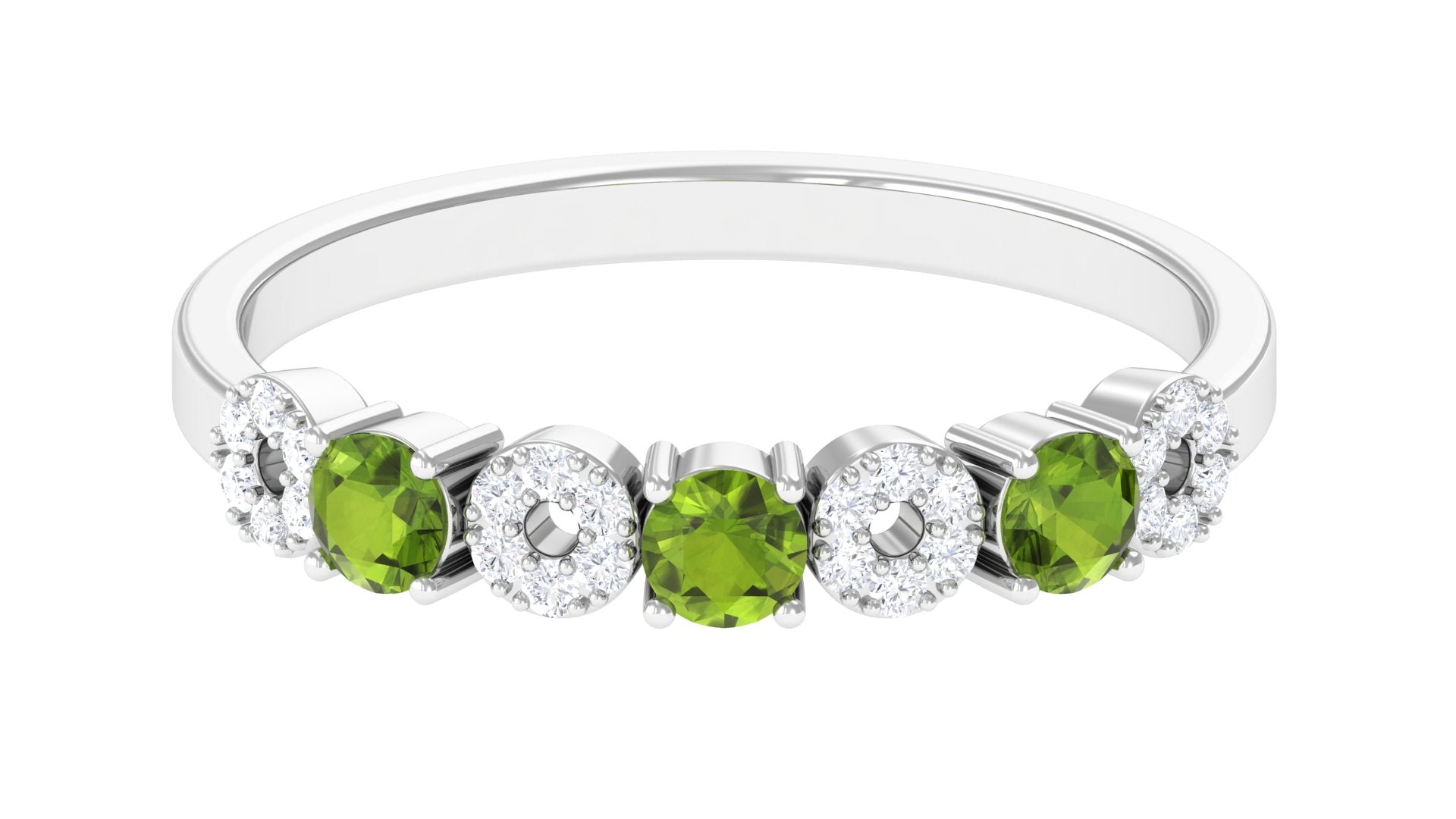 Peridot and Diamond Semi Eternity Ring Peridot - ( AAA ) - Quality - Rosec Jewels