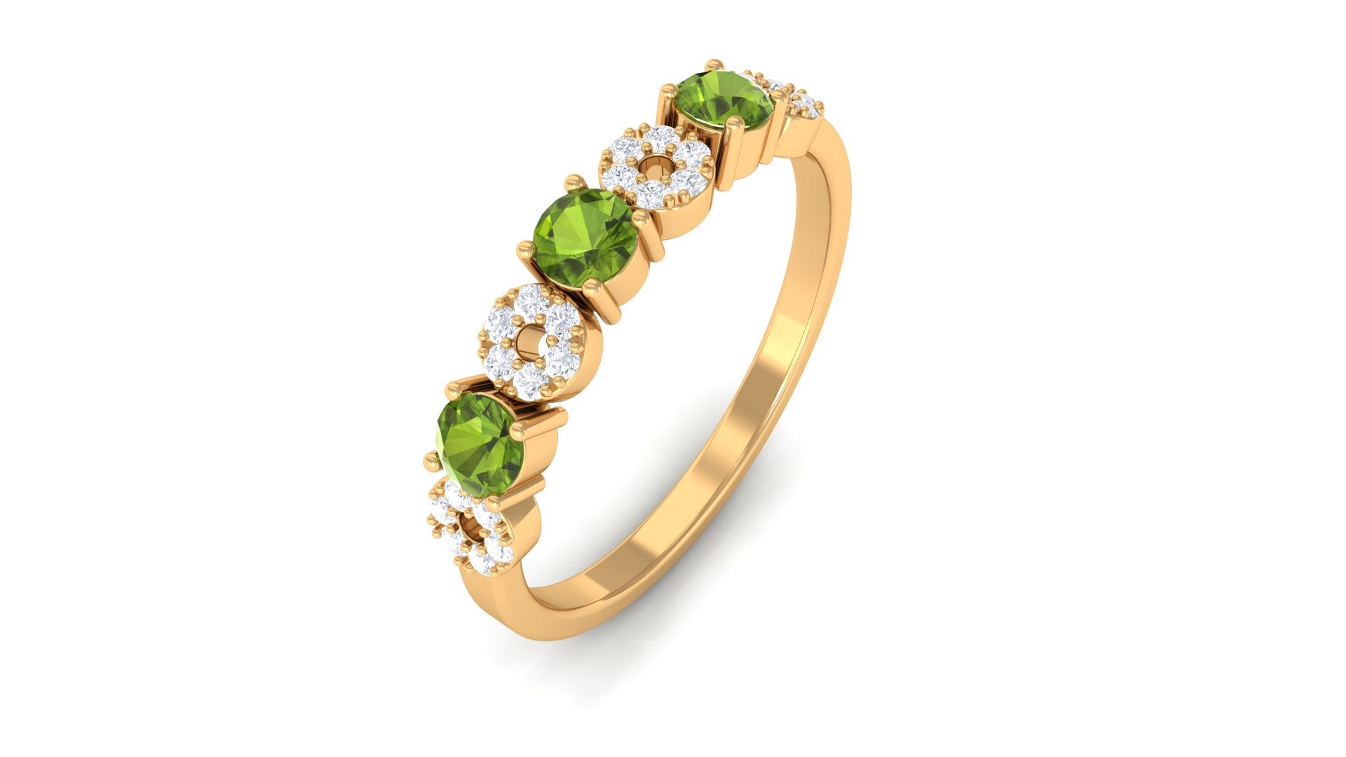 Peridot and Diamond Semi Eternity Ring Peridot - ( AAA ) - Quality - Rosec Jewels