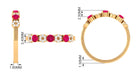 Natural Ruby Half Eternity Ring with Diamond Ruby - ( AAA ) - Quality - Rosec Jewels