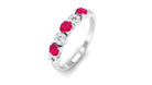 Natural Ruby Half Eternity Ring with Diamond Ruby - ( AAA ) - Quality - Rosec Jewels