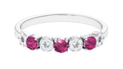 Semi Eternity Ring with Pink Tourmaline and Diamond Pink Tourmaline - ( AAA ) - Quality - Rosec Jewels