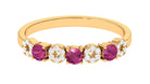 Semi Eternity Ring with Pink Tourmaline and Diamond Pink Tourmaline - ( AAA ) - Quality - Rosec Jewels