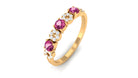 Semi Eternity Ring with Pink Tourmaline and Diamond Pink Tourmaline - ( AAA ) - Quality - Rosec Jewels