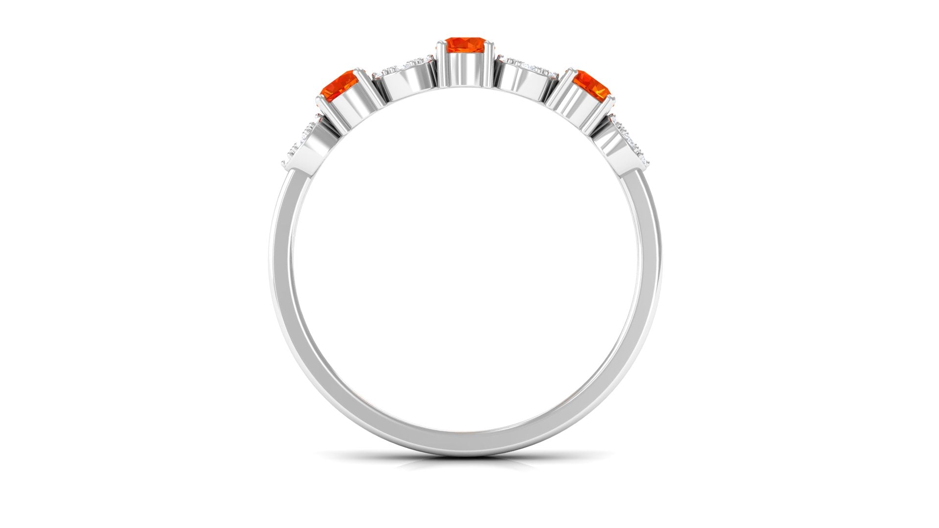 Semi Eternity Ring with Orange Sapphire and Diamond Orange Sapphire - ( AAA ) - Quality - Rosec Jewels