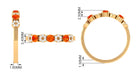 Semi Eternity Ring with Orange Sapphire and Diamond Orange Sapphire - ( AAA ) - Quality - Rosec Jewels