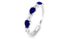 Blue Sapphire and Diamond East West Half Eternity Ring Blue Sapphire - ( AAA ) - Quality - Rosec Jewels