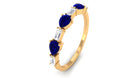 Blue Sapphire and Diamond East West Half Eternity Ring Blue Sapphire - ( AAA ) - Quality - Rosec Jewels