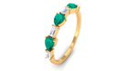 Emerald and Diamond East West Half Eternity Ring Emerald - ( AAA ) - Quality - Rosec Jewels