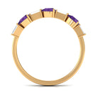 Real Amethyst and Diamond East West Half Eternity Ring Amethyst - ( AAA ) - Quality - Rosec Jewels