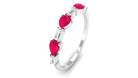 Ruby and Diamond Half Eternity Ring in East West Style Ruby - ( AAA ) - Quality - Rosec Jewels