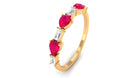 Ruby and Diamond Half Eternity Ring in East West Style Ruby - ( AAA ) - Quality - Rosec Jewels