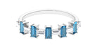 London Blue Topaz and Diamond East West Half Eternity Ring London Blue Topaz - ( AAA ) - Quality - Rosec Jewels