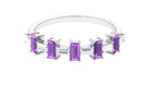 2 CT Amethyst and Moissanite East West Half Eternity Ring Amethyst - ( AAA ) - Quality - Rosec Jewels