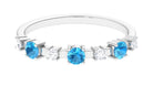 Swiss Blue Topaz and Diamond Half Eternity Ring Swiss Blue Topaz - ( AAA ) - Quality - Rosec Jewels