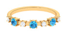 Swiss Blue Topaz and Diamond Half Eternity Ring Swiss Blue Topaz - ( AAA ) - Quality - Rosec Jewels