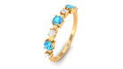 Swiss Blue Topaz and Diamond Half Eternity Ring Swiss Blue Topaz - ( AAA ) - Quality - Rosec Jewels