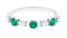 Emerald and Diamond Half Eternity Ring Emerald - ( AAA ) - Quality - Rosec Jewels