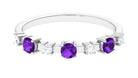 1/2 CT Amethyst and Diamond Half Eternity Ring Amethyst - ( AAA ) - Quality - Rosec Jewels