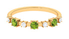 Half Eternity Ring with Peridot and Diamond Peridot - ( AAA ) - Quality - Rosec Jewels