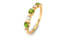 Half Eternity Ring with Peridot and Diamond Peridot - ( AAA ) - Quality - Rosec Jewels