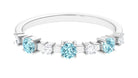 Natural Aquamarine and Diamond Half Eternity Ring Aquamarine - ( AAA ) - Quality - Rosec Jewels