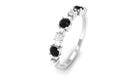 Real Black Onyx and Diamond Half Eternity Ring Black Onyx - ( AAA ) - Quality - Rosec Jewels