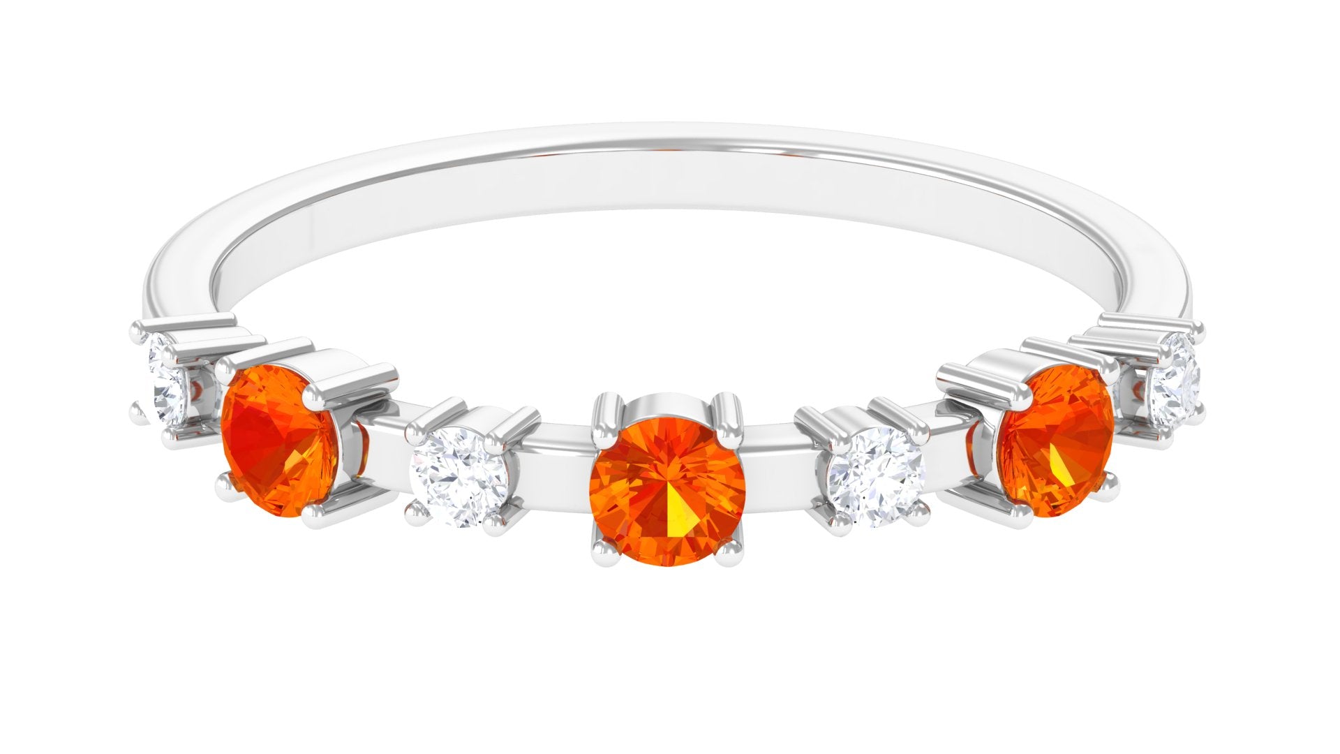 Orange Sapphire and Diamond Eternity Anniversary Band Ring Orange Sapphire - ( AAA ) - Quality - Rosec Jewels