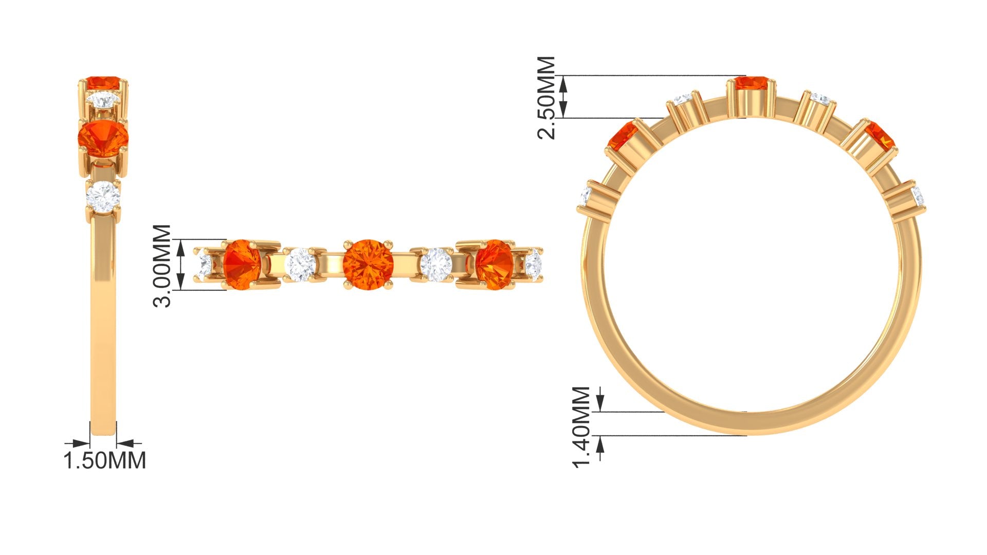 Orange Sapphire and Diamond Eternity Anniversary Band Ring Orange Sapphire - ( AAA ) - Quality - Rosec Jewels