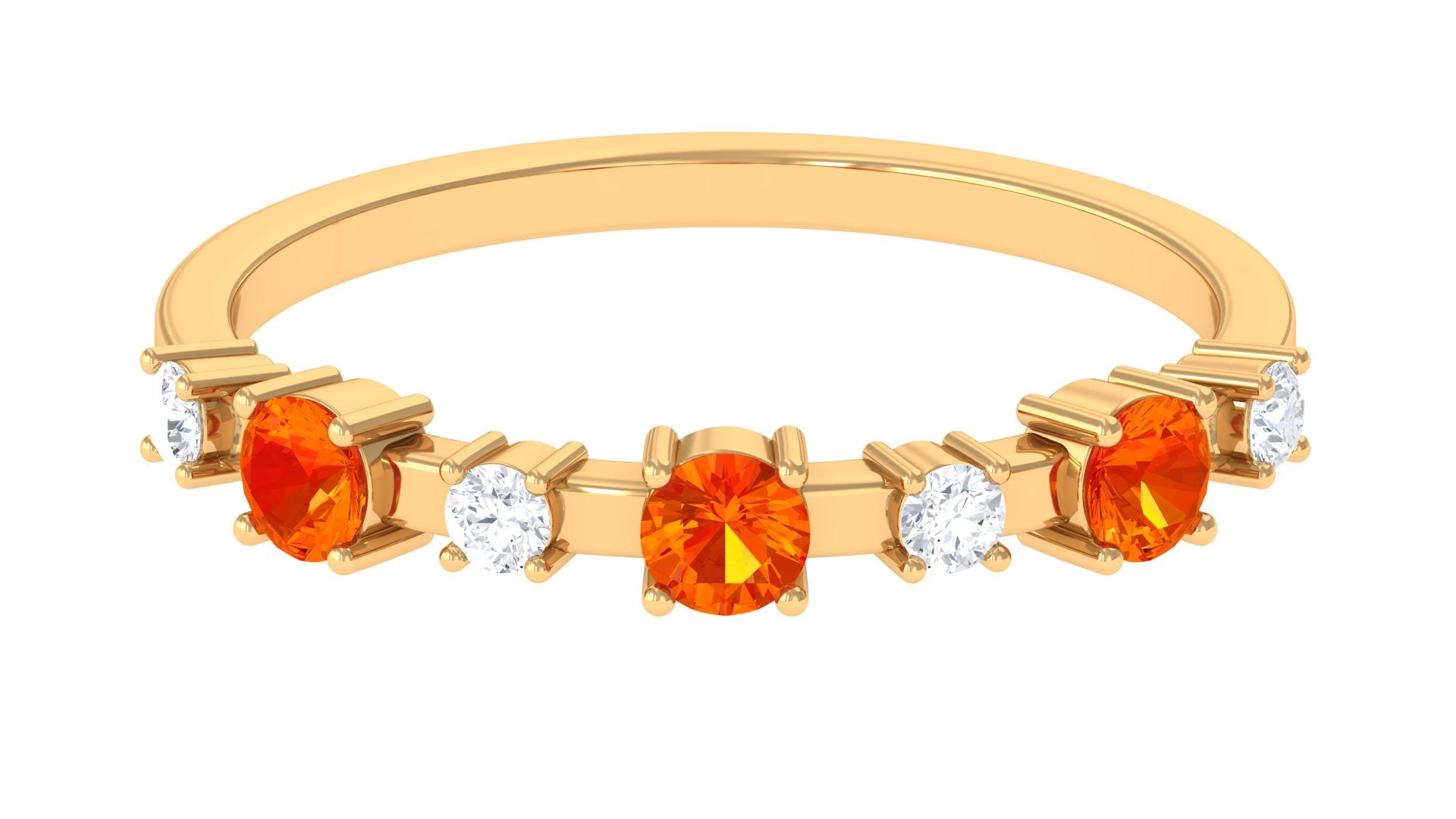 Orange Sapphire and Diamond Eternity Anniversary Band Ring Orange Sapphire - ( AAA ) - Quality - Rosec Jewels