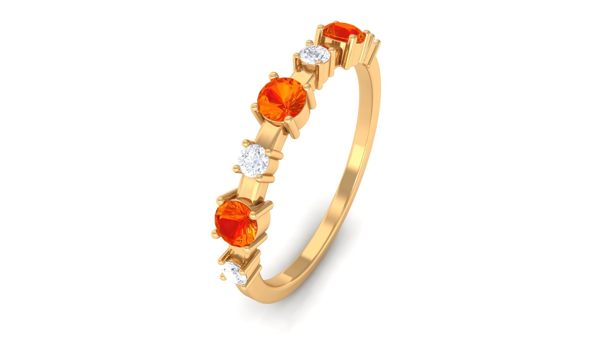 Orange Sapphire and Diamond Eternity Anniversary Band Ring Orange Sapphire - ( AAA ) - Quality - Rosec Jewels