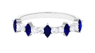 Marquise Blue Sapphire and Diamond Half Eternity Ring Blue Sapphire - ( AAA ) - Quality - Rosec Jewels