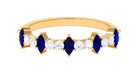 Marquise Blue Sapphire and Diamond Half Eternity Ring Blue Sapphire - ( AAA ) - Quality - Rosec Jewels