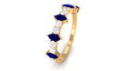 Marquise Blue Sapphire and Diamond Half Eternity Ring Blue Sapphire - ( AAA ) - Quality - Rosec Jewels