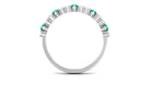 Marquise shape Emerald Half Eternity Ring with Diamond Emerald - ( AAA ) - Quality - Rosec Jewels