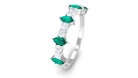 Marquise shape Emerald Half Eternity Ring with Diamond Emerald - ( AAA ) - Quality - Rosec Jewels